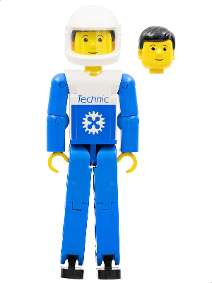 Technic Figure Blue Legs, White Top with Blue Technic Logo, Blue Arms, White Helmet (tech005a)