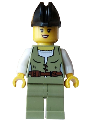Pirate - Female, Olive Green Vest and Legs, Black Bicorne Hat (bdp258)