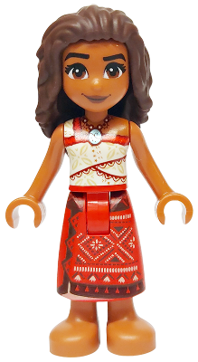 Moana (Sienna) - Mini Doll, Red and White Top, Red Long Skirt, Dark Brown Hair (moa007)