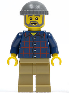 LEGO Brand Store Male, Plaid Button Shirt, Dark Tan Legs (no back printing) {Munchen} (tls073)