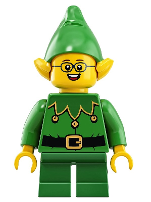 Elf - Green Scalloped Collar with Bells, Glasses (hol205)