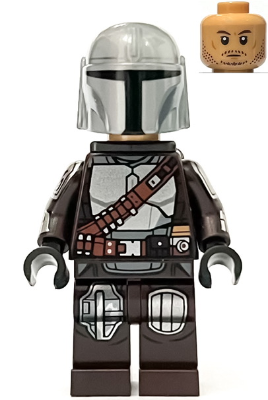 The Mandalorian / Din Djarin / 'Mando' - Silver Beskar Armor, Jet Pack, Helmet with Top Lines (sw1258)