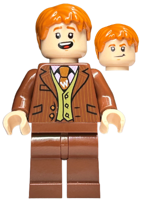 Fred Weasley - Reddish Brown Suit, Dark Orange Tie, Grin / Smiling (hp433)