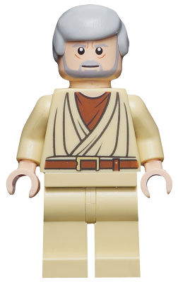 Obi-Wan Kenobi - Old, Light Bluish Gray Hair and Beard, Eyes with Glints (sw0274)