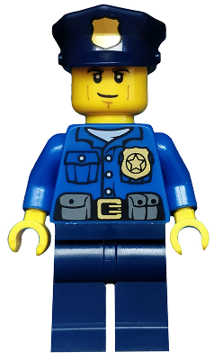 Police - City Officer, Gold Badge, Police Hat, Cheek Lines (cty0458)