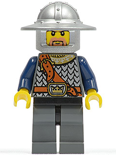 Fantasy Era - Crown Knight Scale Mail with Chest Strap, Helmet with Broad Brim, Brown Beard and Sideburns (cas381)