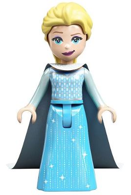 Elsa - Medium Azure Dress, Medium Blue Long Narrow Glitter Cape, Smirk Wide (dp136)