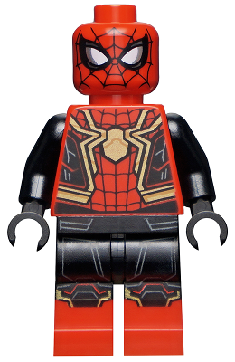 Spider-Man - Black and Red Suit, Large Gold Spider, Gold Knee Trim (Integrated Suit) (sh0778)