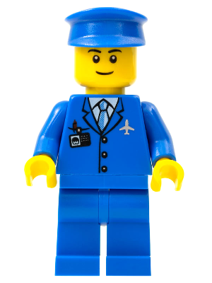 Airport - Blue 3 Button Jacket and Tie, Blue Hat, Blue Legs, Black Eyebrows (air046a)