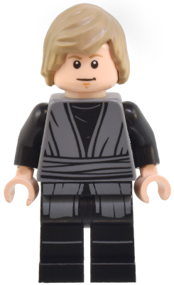 Luke Skywalker - Dark Bluish Gray Jedi Robe, Printed Legs, Hair with Side Part (sw1370)