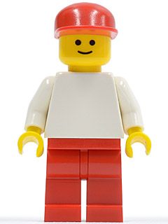 Plain White Torso with White Arms, Red Legs, Red Cap (pln054)