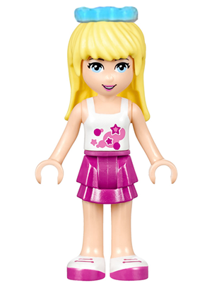 Friends Stephanie - Magenta Layered Skirt, White Top with Stars, Medium Azure Bow (frnd0201)