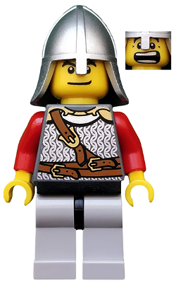 Kingdoms - Lion Knight Scale Mail with Chest Strap and Belt, Helmet with Neck Protector, Open Mouth (cas438)