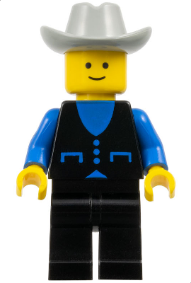 Shirt with 3 Buttons - Blue, Black Legs, Light Gray Cowboy Hat (but023)