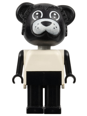 Fabuland Bear - Billy Bear, Black Head, Legs and Arms, White Top (fab1b)