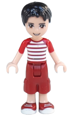 Friends Nate - Dark Red Cropped Trousers Large Pockets, Red and White Striped Shirt (frnd0162)