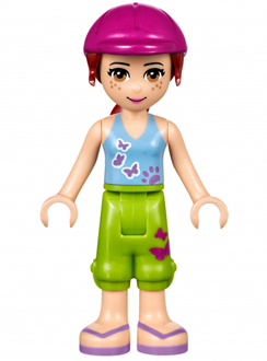 Friends Mia - Lime Cropped Trousers, Medium Blue Top with 3 Butterflies, Helmet (frnd0189)