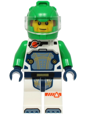 Astronaut - Male, White Spacesuit with Bright Green Arms, Bright Green Helmet, Trans-Clear Visor, Sideburns (cty1763)