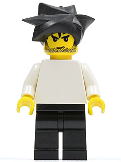 Plain White Torso with White Arms, Black Legs, Black Hair Angular Swept Sideways (Adidas Super Goalie) (soc132)