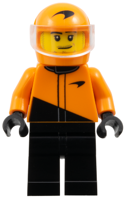 Formula 1 Driver, McLaren - Male, Black and Orange Racing Suit, Orange Helmet, Trans-Clear Visor, Stubble (cty1846)
