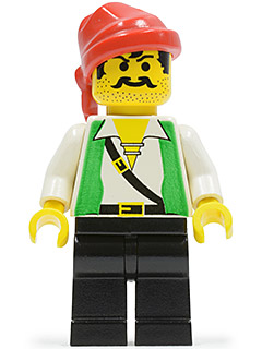 Pirate Green Vest, Black Legs, Red Bandana (pi051)