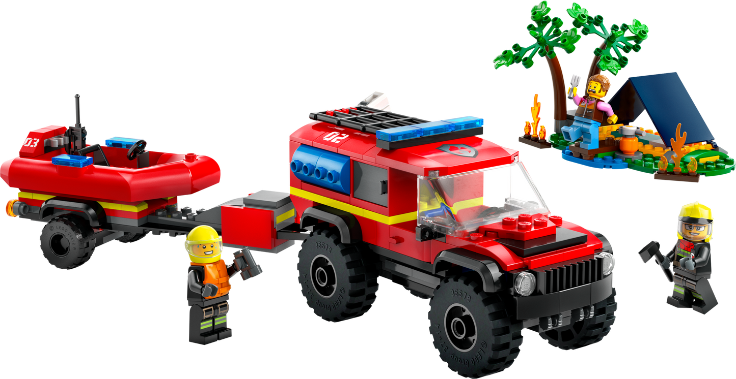 60412 4x4 Fire Truck with Rescue Boat