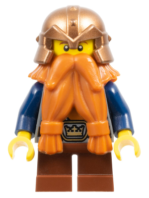 Fantasy Era - Dwarf, Dark Orange Beard, Copper Helmet with Studded Bands, Dark Blue Arms (cas390)