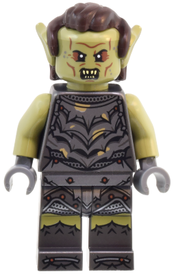 Orc - Olive Green Head, Pearl Dark Gray Armor with Dirt Splotches, Dark Brown Hair (lor135)