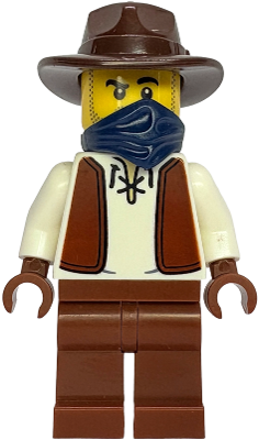 Gold Mine Miner - Male, White Shirt with Reddish Brown Vest, Reddish Brown Legs, Dark Brown Fedora, Dark Blue Bandana (bdp306)