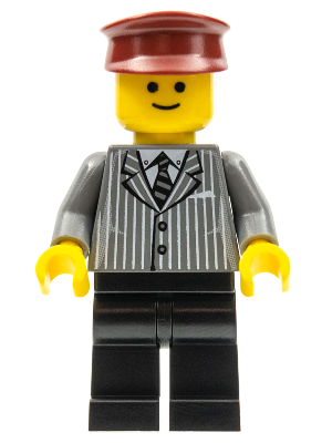 Pinstripe Suit Jacket, Black Legs, Dark Red Hat, Standard Grin (twn032)