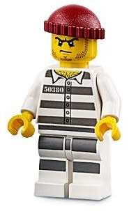 Sky Police - Jail Prisoner 50380 Prison Stripes, Stubble, Dark Red Knit Cap (cty0954)