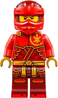 Kai - Dragons Rising, Tunic with Large Armor Plates, Dark Red and Red Head Wrap (njo0858)