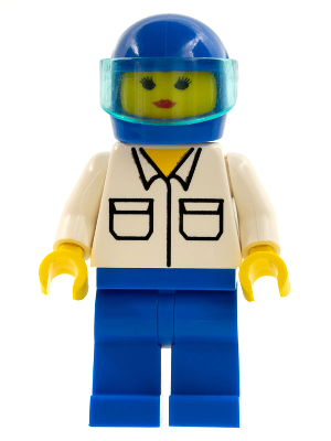 Shirt with 2 Pockets, Blue Legs, Blue Helmet, Trans-Light Blue Visor (rac011)