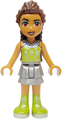 Friends Andrea (Adult) - Flat Silver Skirt, Lime Halter Top and Boots (frnd0708)