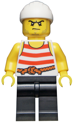 Pirate 8 - Red and White Stripes, Black Legs, Scowl (pi169)