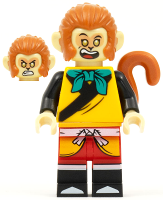 Monkey King - Bright Light Orange Robe, Dark Turquoise Bandana, Open Eyes (mk033)