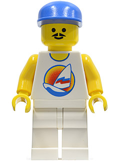 Surfboard on Ocean - White Legs, Blue Cap (Undetermined Torso) (par031)