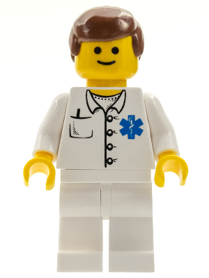 Doctor - EMT Star of Life Button Shirt, White Legs, Reddish Brown Male Hair (doc027)