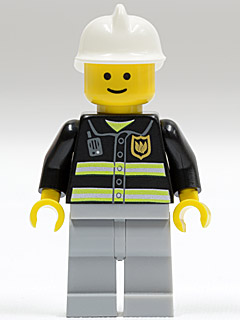 Fire - Reflective Stripes, Light Bluish Gray Legs, White Fire Helmet, Standard Grin (cty0035)