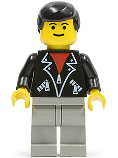 Leather Jacket with Zippers - Light Gray Legs, Black Male Hair (trn085)