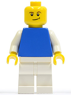 Plain Blue Torso with White Arms, White Legs, Crooked Smile (pln170)
