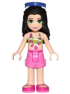 Friends Emma - Dark Pink Shorts, Lime Bikini Top, Sunglasses (frnd0204)
