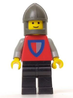 Classic - Knight, Shield Red/Gray, Black Legs, Dark Gray Chin-Guard (cas002)