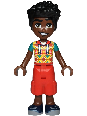 Friends Zac - Yellow Top with Geometric Shapes, Red Cropped Trousers, Dark Blue Shoes (frnd0768)