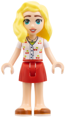 Friends Matilde - White Shirt with Cherries, Red Skirt, Dark Orange Shoes (frnd0774)