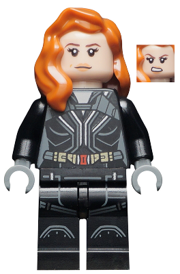 Black Widow - Black Jumpsuit, Dark Orange Mid-Length Hair, Printed Legs, Dark Bluish Gray Hands (sh0629)