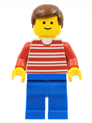 Horizontal Lines Red - Red Arms - Blue Legs, Brown Male Hair (hor028)