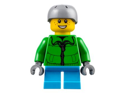 Boy, Winter Jacket Zipper, Dark Azure Short Legs, Light Bluish Gray Sports Helmet (hol105)