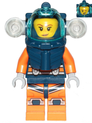 Deep Sea Diver - Female, Dark Blue Helmet, Side Lamps, Smirk / Left Eye Squinted (cty1169)