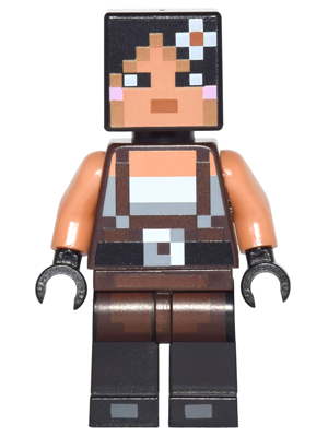 Minecraft Skin 2 - Pixelated, Female with Flower and Suspenders (min035)